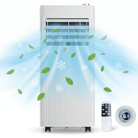 8000 BTU Portable Air Conditioner for Rooms Up to 350 Sq.Ft, 6-in-1 Portable AC Unit with Cooling, Dehumidifier & Fan, Quiet Sleep Mode, Remote Control, 24H Timer for Bedroom, Apartment & Office