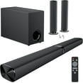 thumbnail image 1 of Sound Bar for Smart TV, 120W Sound Bar with Subwoofer, 5.0 Bluetooth Soundbar for TV with Deep Bass & Volume Boost & 3 Equalizer Modes, ARC/Opt/AUX, 2 in 1 Detachable TV Sound Bar, Black, 1 of 8