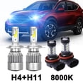 thumbnail image 1 of 8000K H4+H11 H9 Combo LED Bulbs Headlight Hi Low Beam FOG Light For 12-15 Tacoma, 1 of 5