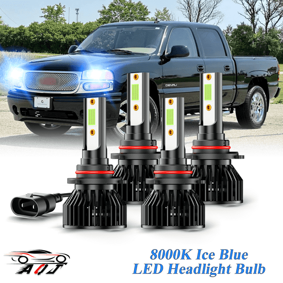 8000K Ice Blue LED Bulb for 1999-2006 GMC Sierra 1500 2500 3500 High-Low Beam Headlight Bulbs Combo Pack of 4