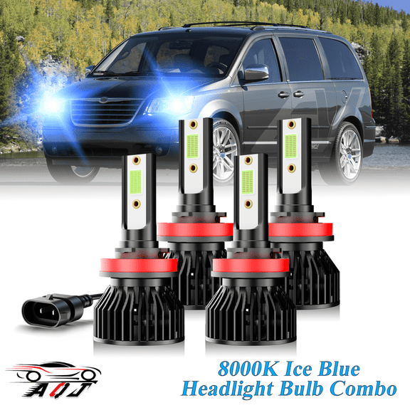 8000K Ice Blue LED Bulb for Chrysler Town and Country 2008-2016 High Low Beam Headlight Bulbs Combo Pack of 4