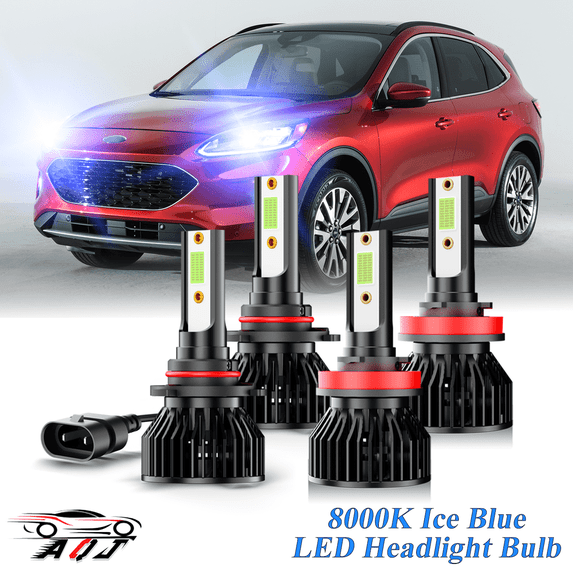 8000K Ice Blue LED Bulb for Ford Escape 2013-2020 2021 2022 2023 High-Low Beam Headlight Bulbs Combo Pack of 4