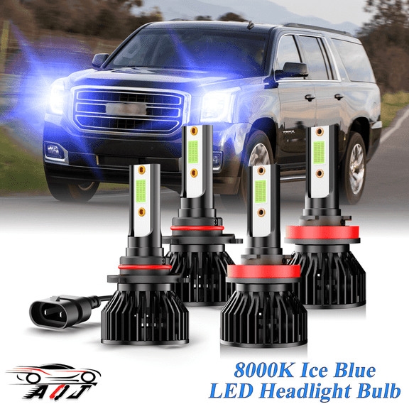 8000K Ice Blue LED Bulb for GMC Yukon 2015-2019 2020 High-Low Beam Headlight Bulbs Combo Pack of 4