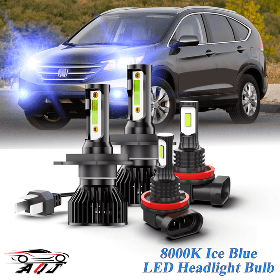 8000K Ice Blue LED Bulb for Honda CRV CR-V 2007-2014 High-Low Beam Headlight Foglight Bulbs Combo Pack of 4