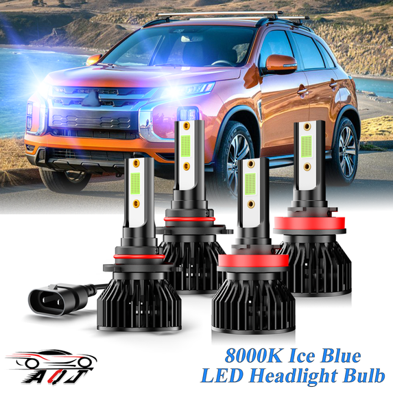 8000K Ice Blue LED Bulb for Mitsubishi Outlander Sport 2011-2019 2020 2021 High-Low Beam Headlight Bulbs Combo Pack of 4