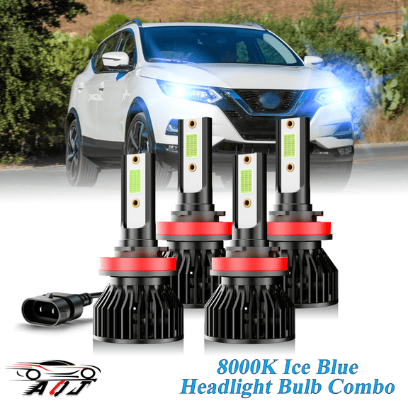 8000K Ice Blue LED Bulb for Nissan Rogue Sport 2017-2022 High Low Beam Headlight Bulbs Combo Pack of 4
