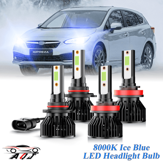 8000K Ice Blue LED Bulb for Subaru Impreza 2008-2022 2023 High-Low Beam Headlight Bulbs Combo Pack of 4