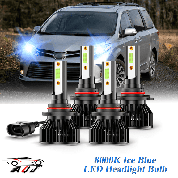 8000K Ice Blue LED Bulb for Toyota Sienna 2004-2010 High-Low Beam Headlight Bulbs Combo Pack of 4