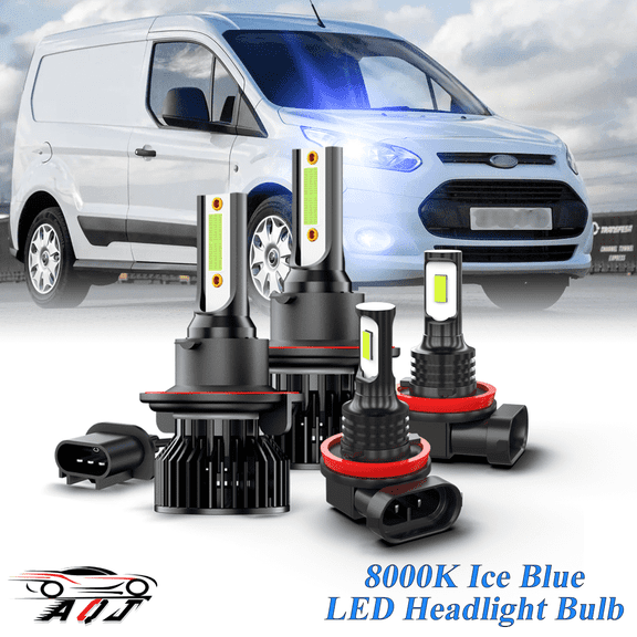 8000K Ice Blue LED Bulb for Transit Connect 2010 2011 2012 2013 High-Low Beam Headlight   Foglight Bulbs Combo Pack of 4