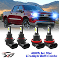thumbnail image 1 of 8000K Ice Blue LED Headlight Bulbs Combo Kit For 2007-2022 Chevrolet Silverado 1500, 1 of 10