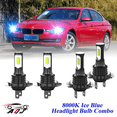 thumbnail image 1 of 8000K Ice Blue LED Headlight Bulbs Combo Kit For BMW 328i 2007-2016, 1 of 8