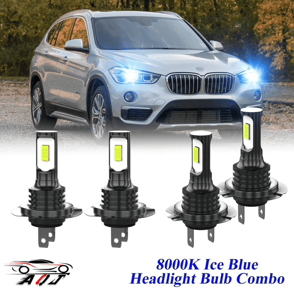 8000K Ice Blue LED Headlight Bulbs Combo Kit For BMW X1 2012-2018