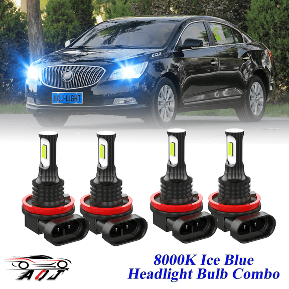 8000K Ice Blue LED Headlight Bulbs Combo Kit For Buick LaCrosse 2005-2013