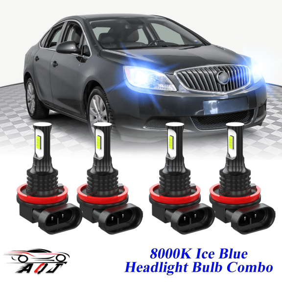 8000K Ice Blue LED Headlight Bulbs Combo Kit For Buick Verano 2012-2017