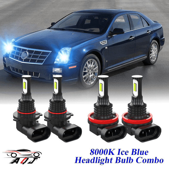 8000K Ice Blue LED Headlight Bulbs Combo Kit For Cadillac STS 2005-2010 2011