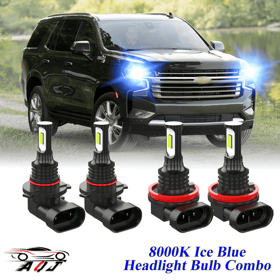 8000K Ice Blue LED Headlight Bulbs Combo Kit For Chevy Tahoe 2007-2022