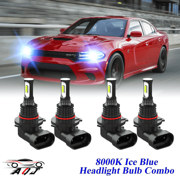 8000K Ice Blue LED Headlight Bulbs Combo Kit For Dodge Charger 2006-2009 2016-2023