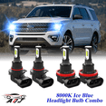 thumbnail image 1 of 8000K Ice Blue LED Headlight Bulbs Combo Kit For Ford Expedition 2015-2021, 1 of 10