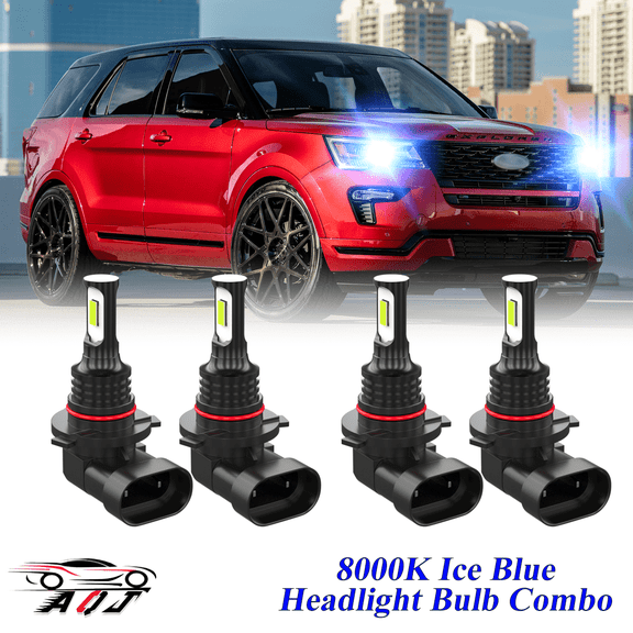 8000K Ice Blue LED Headlight Bulbs Combo Kit For Ford Explorer 2011-2018