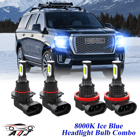 8000K Ice Blue LED Headlight Bulbs Combo Kit For GMC Yukon 2017 2018 2019 2020
