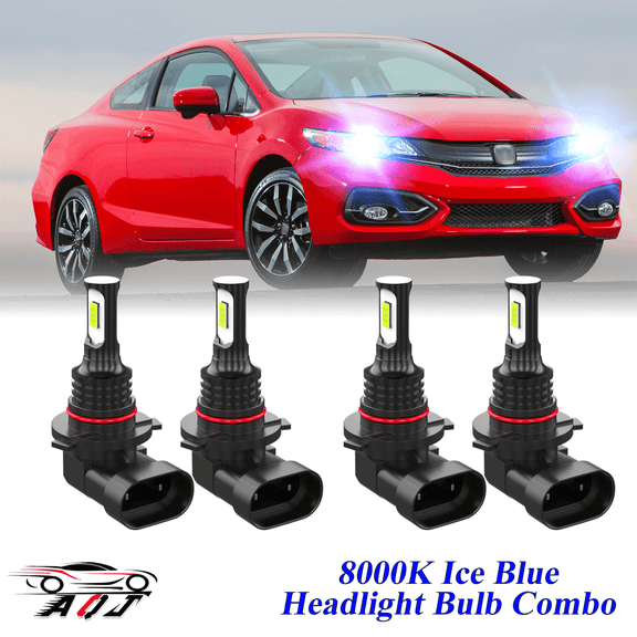 8000K Ice Blue LED Headlight Bulbs Combo Kit For Honda Civic 2004-2015
