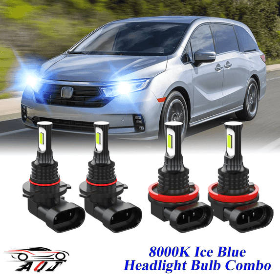 8000K Ice Blue LED Headlight Bulbs Combo Kit For Honda Odyssey 2011-2024
