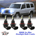 thumbnail image 1 of 8000K Ice Blue LED Headlight Bulbs Combo Kit For Jeep Commander 2006 2007 2008 2009 2010, 1 of 9