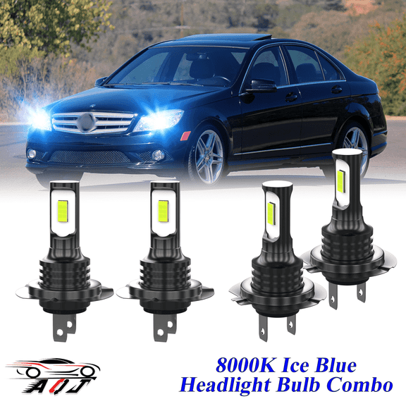 8000K Ice Blue LED Headlight Bulbs Combo Kit For Mercedes-Benz C300 2008-2019 2020 2021