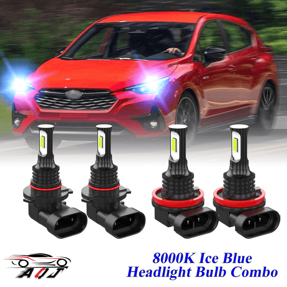8000K Ice Blue LED Headlight Bulbs Combo Kit For Subaru Impreza 2008-2023