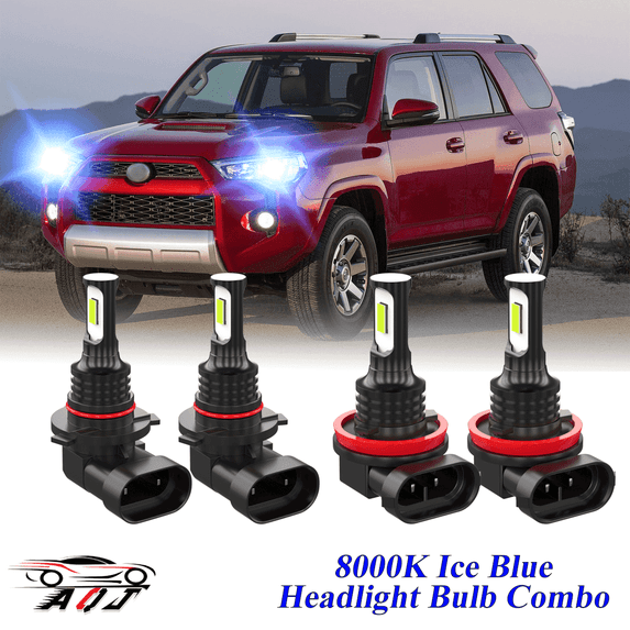 8000K Ice Blue LED Headlight Bulbs Combo Kit For Toyota 4Runner 2010-2022