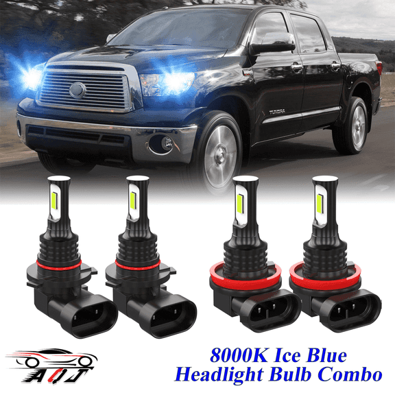 8000K Ice Blue LED Headlight Bulbs Combo Kit For Toyota Tundra 2007-2013