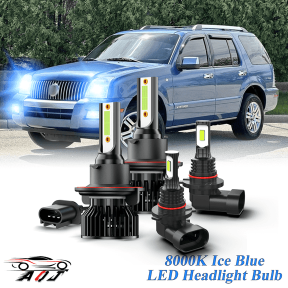 8000K Ice Blue LED Headlight Bulbs Foglights Combo Kit For Mercury Maromer 2005-2011