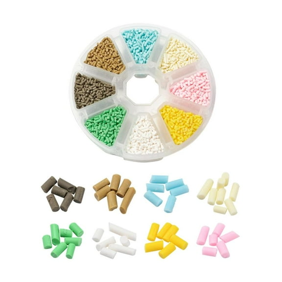 8000Pcs 8 Colors Handmade Polymer Clay Sprinkle Beads Fake Food Craft No Hole Column Mixed Color 2~6x1.5mm 1000pcs/color 1Box