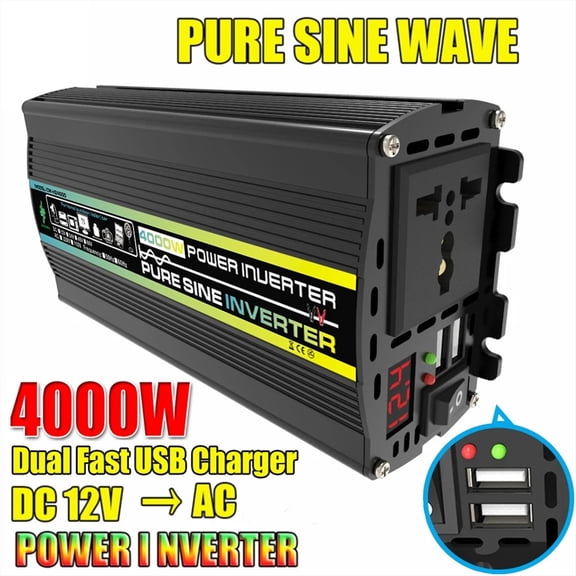 8000W Intelligent Car Power Inverter 3000W-6000W Dual USB Vehicle Smart Inverter Pure Sine Wave DC To AC for Car Auto RV ,High-efficiency Conversion