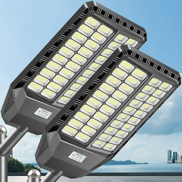 8000W Super Large Solar Street Lights Outdoor, IP66 Waterproof Solar Parking Lot Lights, Dusk to Dawn, 520000 Lumens Solar Security Flood Lights Motion Sensor with Remote Control, 2 Pack