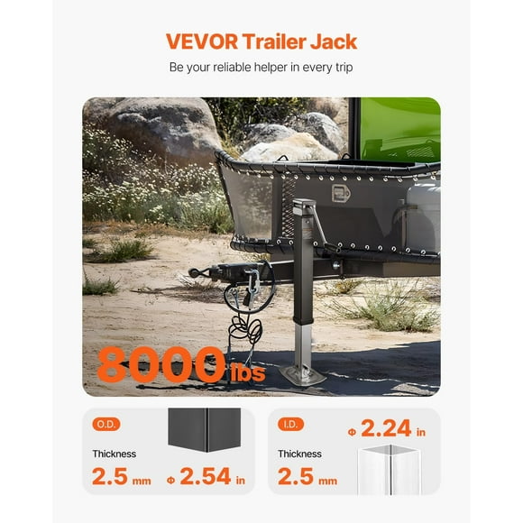 8000lbs Heavy-Duty Square Direct Weld on RV Jack, 15-1/4 Inches Lift, Adjustable Drop Leg, for Lifting RV, Horse, Utility, Yacht Trailers, TJD-7000S