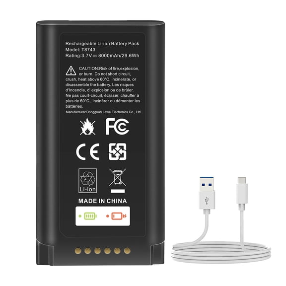 8000mAh E340 Battery for Eufy Security Video Doorbell E340 with Type-C Charge Cable, Part Number HB-E340