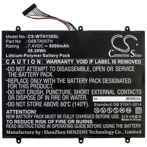 8000mAh G6BTA007H Battery for Wacom DTH-W1300 Cintiq Companion 2