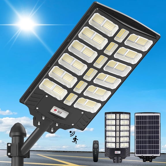 8000w Solar Street Lights Outdoor - Solar Lights Outdoor Motion Sensor, 7000K Commercial Parking Lot Lights Dusk to , LED Street Lights Solar Heavy Duty for Yard, Outside