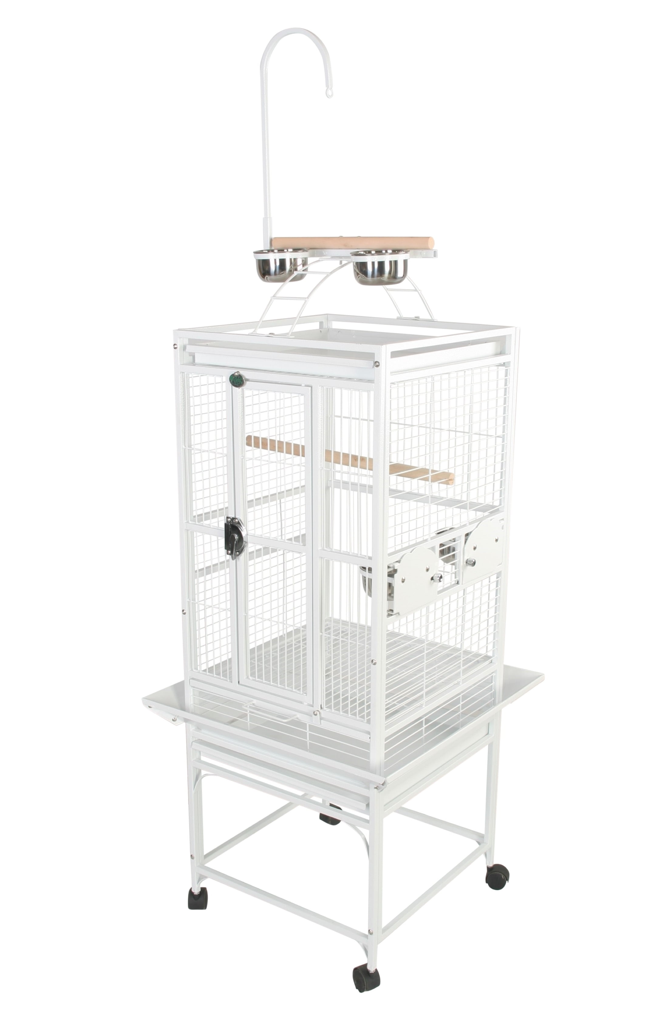 White Steel Play Top Bird Cage with Stand