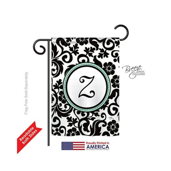 80078 Damask Z Monogram 2-Sided Impression Garden Flag