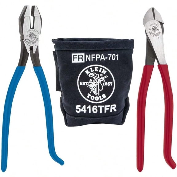 80081 Pliers Kit Made in USA Set with Ironworker's Diagonal Cutting Pliers Heavy Duty Side Cutters and Flame Resistant Canvas Tool Bag 3-Piece