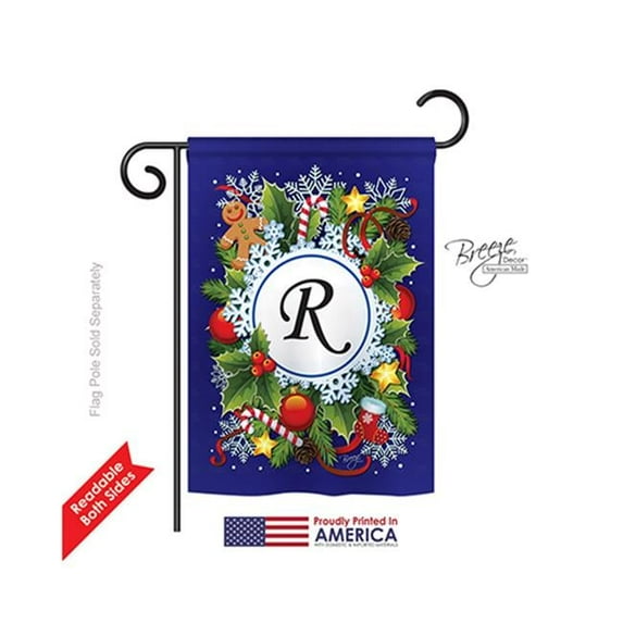 80096 Winter R Monogram 2-Sided Impression Garden Flag 13 x 18.5 in.