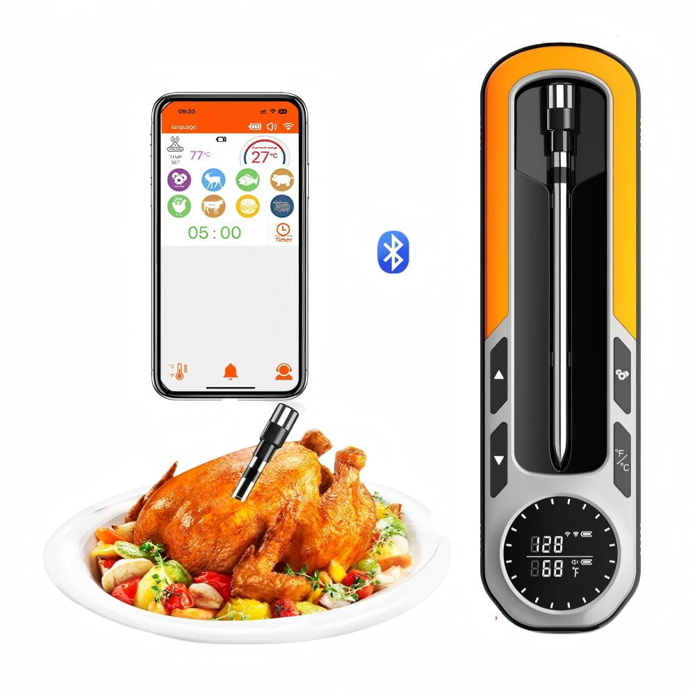 800FT Wireless Meat Thermometer with Bluetooth, Real-Time readings, App Compatibility for Grilling, BBQ, Smoking