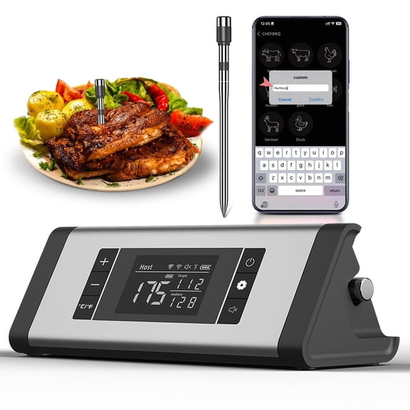 800FT smart wireless meat thermometer, with the thinnest probe, Bluetooth food thermometer, remote tracking and real-time reading through the app, suitable for barbecues, grilling, smoking devices