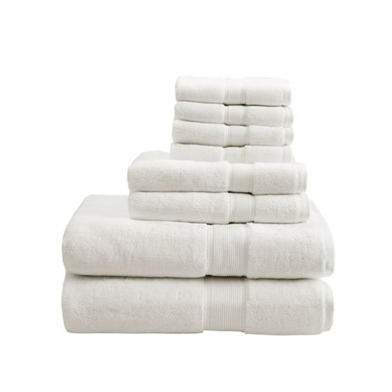 800GSM Cotton 8-Piece Premium Antimicrobial Towel Set, Silvadur Antimicrobial Treatment Hand Towels, Soft Absorbent Bath Towels, OEKO-TEX Green Certification Wash Towels, Bathroom Gym Hotel Spa, Cream
