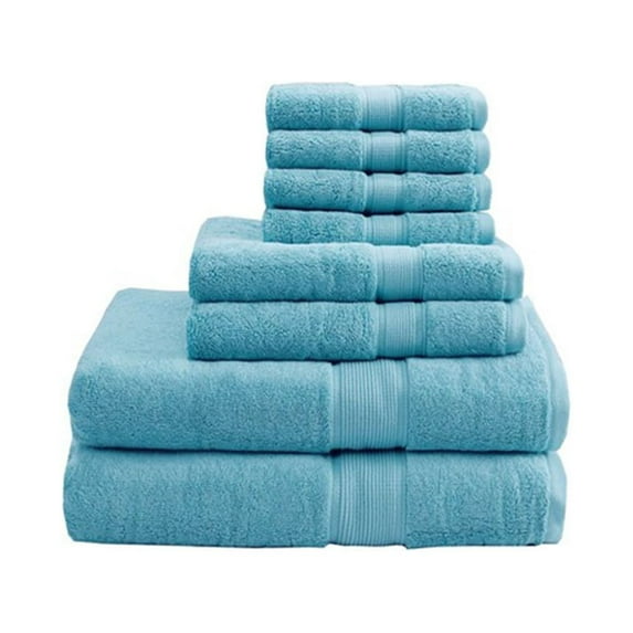 800GSM Cotton 8-Piece Premium Antimicrobial Towel Set, Silvadur Antimicrobial Treatment Hand Towels, Soft Absorbent Bath Towels, OEKO-TEX Green Certification Wash Towels, Bathroom Gym Hotel Spa, Aqua