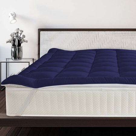 800GSM Mattress Topper Cal- King Size,Mattress Pad (8-22" Depth) Fits All Sizes,- Microfiber Pad Cover, Mattress Pads, Extra Thick Cooling Cal- King Size Bed Mattress Topper 72"x84" Inches Navy Blue