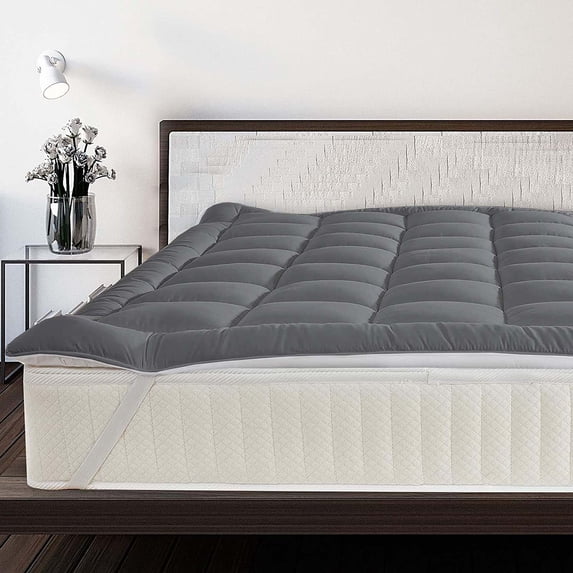800GSM Mattress Topper King Size,Mattress Pad (8-22" Depth) Fits All Sizes,- Microfiber Pad Cover, Mattress Pads, Extra Thick Cooling King Size Bed Mattress Topper 76"x80" Inches Dark Grey