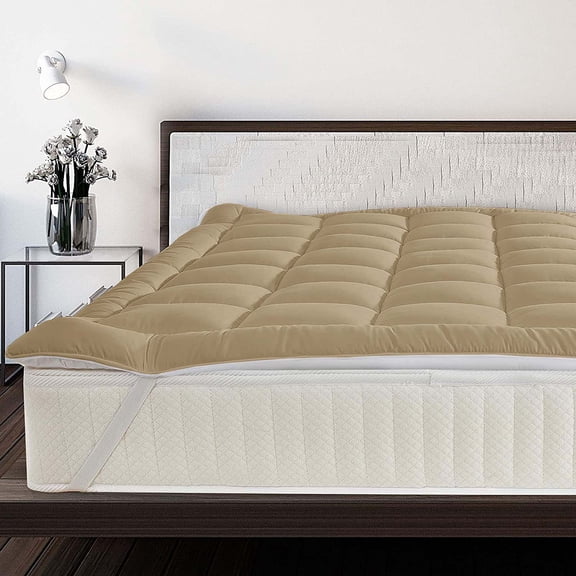 800GSM Mattress Topper Twin Size,Mattress Pad (8-22" Depth) Fits All Sizes,- Microfiber Pad Cover, Mattress Pads, Extra Thick Cooling Twin Size Bed Mattress Topper 39"x75" Inches Baige